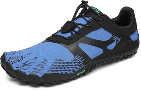 SAGUARO Hombre Mujer Zapatillas Barefoot Zapatos Minimalistas Cinco Dedos Correr Gimnasio Senderismo para Transpirables Antideslizantes Ligeras Azulpuro,Gr.43