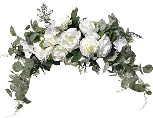SZSYLM Hochzeitsbogen-Blumen, Rose, dekorative Blumen-Girlande für Lintel, 76,2 cm, künstliche Eukalyptusblätter, Blume für Tür, Fenster, Heimdekoration