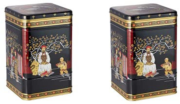 Teemando 2 X Dose Black Jap, 2 kg eckig, Scharnierdeckel 25,7 x 16,6 x 16,6 cm = zwei Dosen