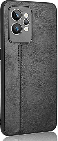 GOGME Funda para Realme GT2 Pro (GT 2 Pro) Funda, Suave Silicona PU Retro Cuero Estuche, Ultra-Delgado Anti-Rasguño Anti-Golpes Carcasa, Negro
