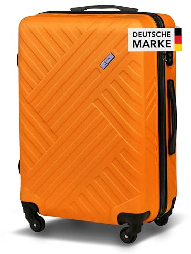 Xonic Design Reisekoffer - ABS Hartschalen Koffer mit 360° Leichtlauf-Rollen - hochwertiger Trolley mit Zahlenschloss in M-L-XL oder Set (Orange, L)