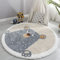 GLITZFAS Rund Kinderteppich, Flauschige Kinderteppich Cartoon-Tiere Runder Teppich Faux-Lamm Kurzflor Teppich für Kinderzimmer Mädchen Jungs (Grauer Bär,Durchmesser 120cm)