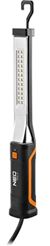 NEO TOOLS Werkstattlampe Leistung 10W, 900 Lumen, LED SMD, Stromversorgung 230V 50Hz, Kabel 2x1mm mit Stecker Länge 5m, Haken, IP44, Material ABS, 6500K, CRE Ra ≥65
