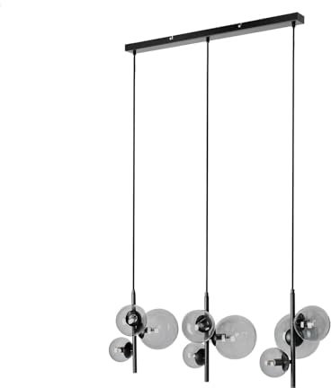 Lindby Pendelleuchte 'Corvinus' (Modern) in Schwarz aus Metall u.a. für Wohnzimmer & Esszimmer (9 flammig, G9,) - Glas Hängelampe, Esstischlampe, Hängeleuchte, Wohnzimmerlampe