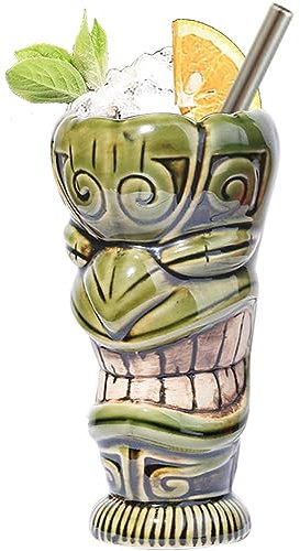 NUACOS Tiki Keramik Becher Schöne Tiki Neuheit Cocktail Mug für Hawaiian Party Barware Bar Dekorationen 360ml / 13oz