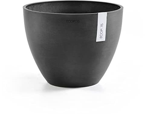 Ecopots Blumentopf Antwerp Dunkelgrau - Durchmesser Ø 50 cm rund groß - Pflanzentopf aus Recycling Kunststoff - Übertopf modern für Indoor und Outdoor