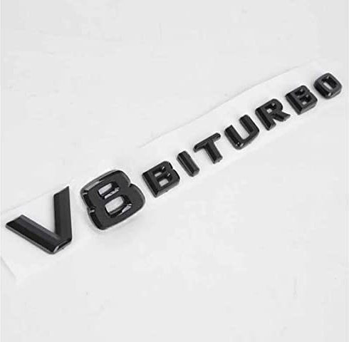V8 Biturbo Schriftzug 3D Emblem Logo G63 S63 SL63 CL63 C63 CLS63 AMG (Schwarz)