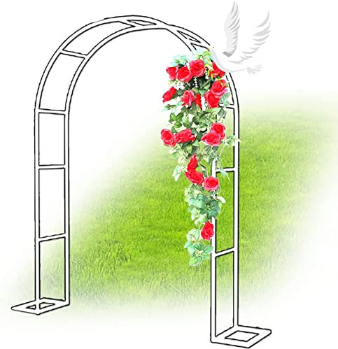 Rosenbogen, Garten-Torbogen Aus Metall, Pergola Rankhilfe Verzinkt Rost, Laubengang Rankgestell Mit Sockel Für Verschiedene Kletterpflanzen, Einfache Montage, 6 Größen,Weiß,140x230x40CM