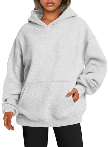 EFAN, Felpe con Cappuccio da Donna, Felpe Oversize, Pullover, Maglioni in Pile a Maniche Lunghe, Inverno e Autunno, Abiti alla Moda Y2k, Grigio, Small