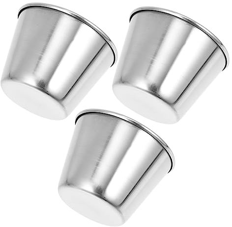 HEMOTON Stainless Steel Sauce Cups 3 Pack Dipping Sauce Dish Snack Bowl Dip Ketchup Cups for Kitchen