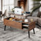 VOWNER Table Basse Relevable,Table Basse de Salon,Moderne Table Basse Rectangulaire avec Tiroir de Rangement,Réglable en Hauteur pour Une Installation Facile Noix Couleur 108x40x45cm