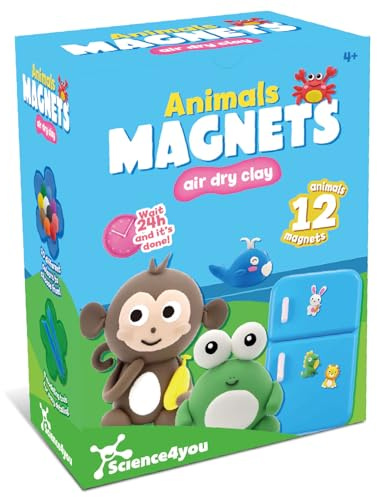 Science4you Animal Clay Magnet Making Kit for Kids 4+ - Make Your Own Fridge Magnets with Air Drying Modelling Clay, Arts & Crafts Set with 10 Colours, STEAM Toy, Gift for Boys & Girls Ages 4 5 6 7+