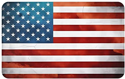DTGPRO Fußmatte mit amerikanischer USA-Flagge, 49 x 80 cm, für drinnen und draußen, saugfähig und rutschfest, pflegeleicht.