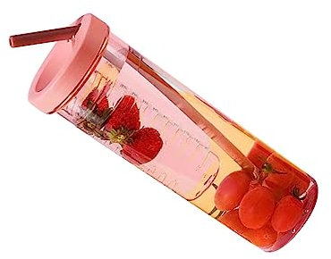 Bottiglia d'acqua in Plastica da 700 Ml, Infusore per il tè Borraccia Portatile con Tazza di Cannuccia da 700 Ml per i Viaggi per la Pesca (Rosa)