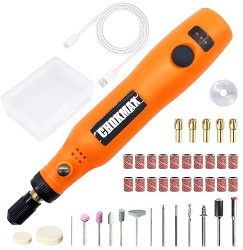 CHOKMAX Herramienta giratoria inalámbrica, 3.7 V Li-ion Mini Rotary Multi-Tool Kit con velocidad variable, 42 piezas Kit de accesorios eléctrico giratorio DIY amoladora para pulir, limpiar y grabar