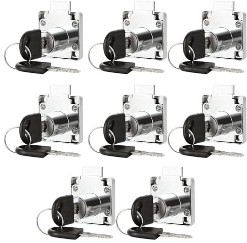 JMIATRY Lot de 8 Serrure meuble, Serrure placard, Serrure coffre de toit 32mm, Verrou placard pour meubles, boîte aux lettres, tiroir, bureau