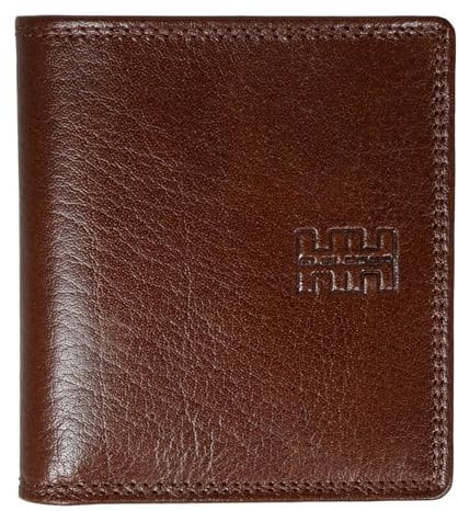 Elbleder Geldbörse klein Leder Braun RFID-Schutz mit Münzfach - Mini Geldbeutel für Damen & Herren - Echtleder Portemonnaie für 6 Karten - Polo Carré 106 OBR