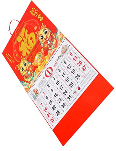 STOBOK Hängender Wandkalender Traditioneller Chinesischer Kalender Mit Klarer Druckqualität Für Büro Und Haushalt Inspirierende Designs Für Kulturelle Anlässe Langlebig Und Farbecht