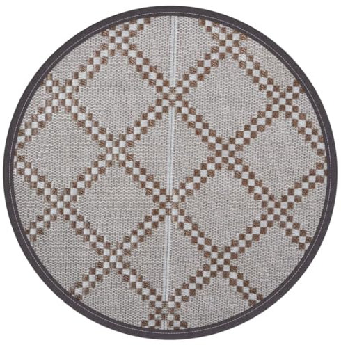 vidaXL Outdoor Teppich, Gartenteppich Rund Beidseitig, Balkonteppich Terrassenteppich UV-beständig, Teppich für Balkon Terrasse, Braun Ø120cm PP