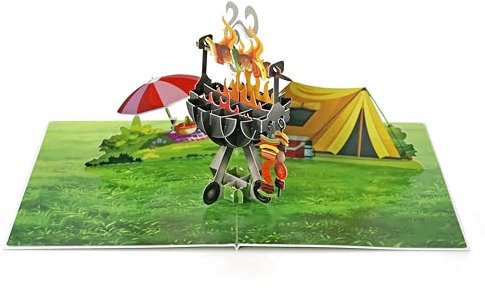 CUTPOPUP Barbecue-Grill - Geburtstagskarten für Männer, Geburtstagskarte Mann, Vatertag Karte, Geburtstags-Pop-Up-Karte, 3D-Grußkarte, Schönen Vatertag (BBQ Grill) US8-SD198DE