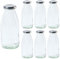 Vitrea Hansa TO43 - Lot de 6 bouteilles en verre vides - 250 ml - Avec bouchon à visser argenté - Pour lait, jus, smoothies, huile - Petites bouteilles à remplir avec couvercles - Pour lait, jus,