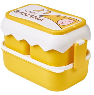 SYCCLLYYDS Brotdose mit Trennfächern Set Bento Box Frühstücksdose Gelb