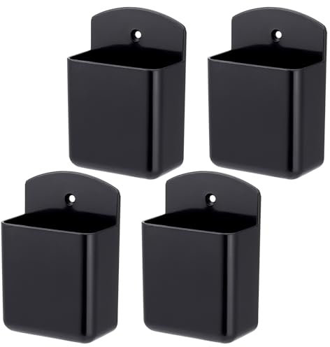 JIANTA 4 Stück Fernbedienung Halterung Fernbedienung Aufbewahrung selbstklebend, Wandhalterung Fernbedienung Halter für Controller, Organizer Box für Wand, Stifthalter schwarz für Bürste, Stifte
