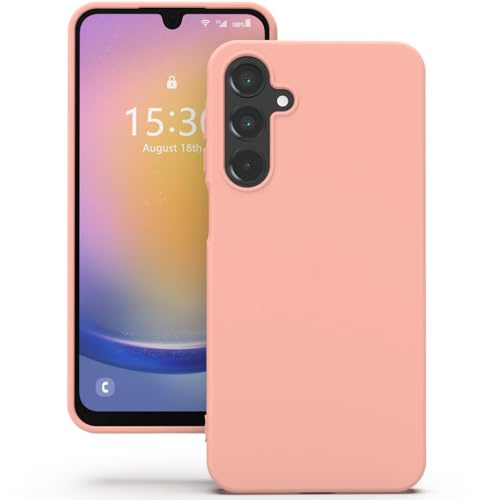 YATWIN Silicone Case for Samsung Galaxy A25, Soft-Touch, Shockproof, Slim, Durable Phone Cover - Pink