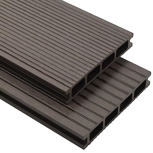 Willood WPC Hohlkammer Terrassendielen mit Zubehör 15 m² 4m Dunkelbraun