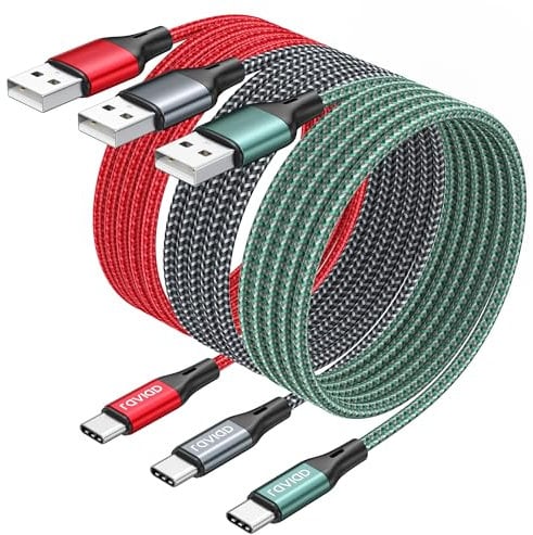 RAVIAD Cable USB C [3Pack 2M] Cable USB C Carga Rapida 3A Carga Rápida y Sincronización Nylon Cable Cargador Tipo C para iPhone 16 15 Pro Max, Galaxy S25 S24 S23 S22 S21 S20 A53, Huawei P60