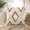 YULUOSHA Dekorative Boho Kissenbezug,Boho Kissen Beige Deko Baumwolle Dekokissen Marokko getuftete Kissenhülle Kissenbezüge Quaste für Sofa Schlafzimmer Wohnzimmer Dekor (Boho, 45x45 cm)