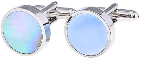 Manschettenknöpfe Perlmutt | Manschettenknöpfe für Herren | Geschenk Hochzeit Perle | Geschenk für Männer Geburtstag Schmuck Edelstahl | Businesshemd Design Silber, Unique, Messing, Feueropal