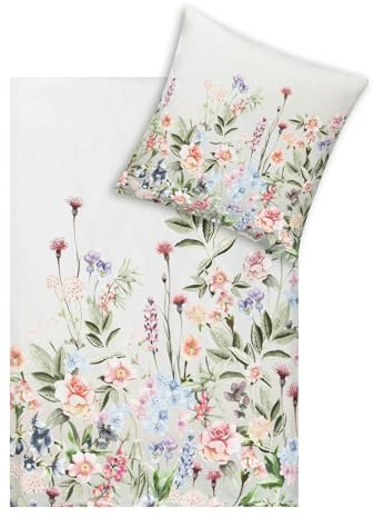 Estella Bettwäsche Nancy Mako-Satin grün Größe 135x200 cm (80x80 cm)