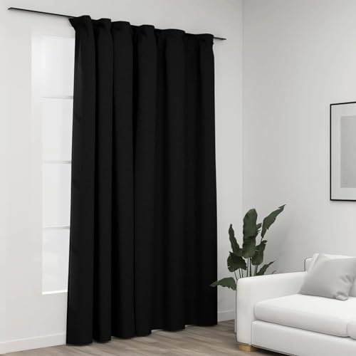 Sufrk Verdunkelungsvorhang mit Haken Leinenoptik Anthrazit 290x245 cm Vorhang Blickdicht Verdunkelungsgardinen mit Ösen Thermogardine für Wohnzimmer, Schlafzimmer