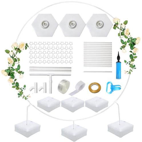 Ballon Kreis Rahmen Kit, Kunststoffe Ballonbogen Gestell Rund Luftballon Ständer 200cm Ballon Hoop Ständer Ballon Arch Kit für Geburtstag Party Hochzeit Dekoration