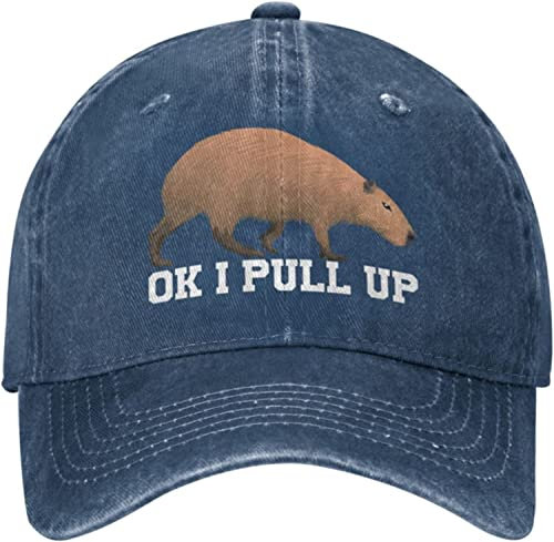 fifbird Capybaras Hat Cap Ok I Pull Up Cap Herren Baseballmütze, verstellbare Mütze, marineblau, Einheitsgröße