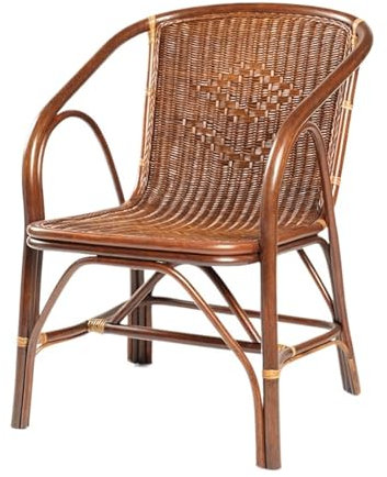 Rattanstuhl Gartenstühle Eleganter Loungesessel aus natürlichem Rattan mit Armlehne und handgeflochtener Rückenlehne – perfekt for den Innen- und Außenbereich, Rattan-Bistrostuhl for Terrasse oder Gar