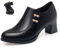 AMOUSDRDR Stivali ortopedici da donna in vera pelle, mocassini con cerniera laterale e tacco alto, eleganti scarpe in pelle con tacco a blocco (nero, 40EU)