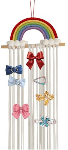 Haarklammer-Aufbewahrungshalter, Wandhalterung, Haarspangenaufbewahrung, Regenbogen-Design, Schleifen-Organizer für Mädchen, Haarklammer-Organizer und Clip-Halter, Mehrzweck-Aufbewahrung für