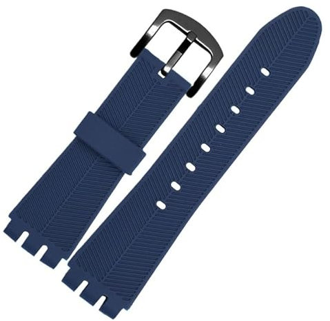 AXTGBHL 23MM Leder Uhrenarmbänder Fit for Swatch Fit for IRONY YOS440 YOS449 448 447 401G Männer Uhr Strap Stahl schließe Armband Mit Werkzeug(D-blue-black)