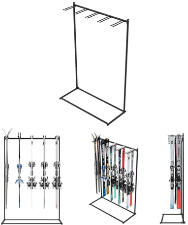 QLS Ski Ständer freistehend für 10 Paar Skier 175 cm Stahl Schwarz | Pulverbeschichtete Konstruktion mit Gummiauflagen auf den Armen. Maße 117 x 50 x 175 cm für Garage, Keller oder Skiverleih