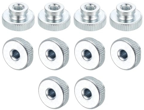 sourcing map Knurled Thumb Nuts, 15Pcs M6x1mm Iron Round Knobs Fasteners for 3D Printer Part, Silver Tone