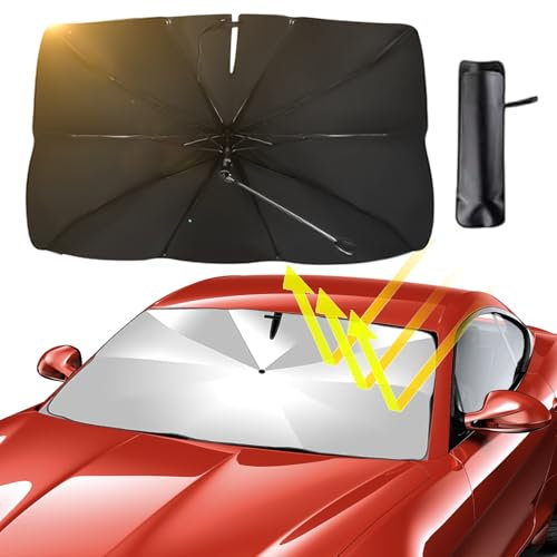 Parasol Paraguas Coche,136.5 * 76cm Parasol Coche Delantero Plegable,Parasol Coche Delantero,Paraguas Parasol Coche para vehículo protección Anti Rayos UV, para mayoría de Coches, SUV, Camiones