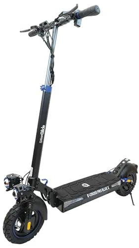 UrbanGlide Trottinette électrique puissante Tout-Terrain E-Cross Pro Bleu 800W, autonomie 60km, pneus 10 Off-Road
