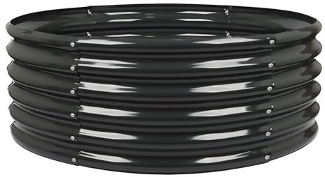 Harbour Housewares Runden Erhöhtes Gartenbeet - 120cm x 45cm - Anthrazit - 1x Bodenlos Metall Erzogen Bett Verzinktes Stahl Pflanzer Kasten für den Anbau Im Freien Pflanzen, Gemüse, Blumen