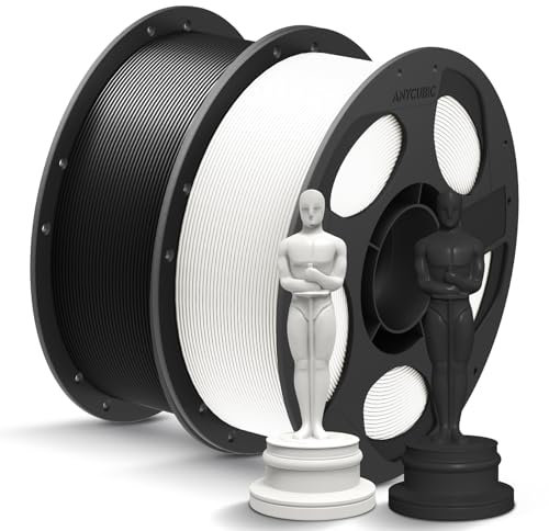 ANYCUBIC Refill PLA Plus und Spool Kit, PLA+ Filament 1.75mm, RFID 3D Drucker Filament für Intelligentes Drucken, 2KG Schwarz Weiß