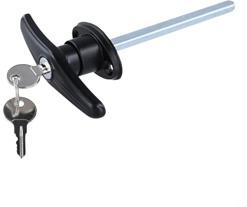 ZiStarlilife Cerradura de mango en T resistente al agua para puertas de garaje y remolques, construcción de aleación de zinc que garantiza la longevidad (negro)