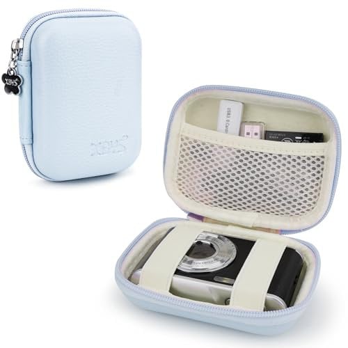 Veki Digital Camera Case Compatible With KODAK PIXPRO FZ45 FZ55/ for Canon G7X Mark II/for CAMKORY DC403 FHD 1080P Digital Point and Shoot Vlogging/SD Card, Travel Carry Cases Bag (Sky blue)