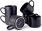 GBHOME 14 oz Coffee Mugs Set of 6, Stackable Ceramic Mugs for Men, Women, Modern Coffee Cups for Latte, Tea, Cappuccino. Dishwasher & Microwave Safe, Black