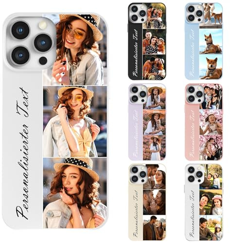 CHABDA Custom Personalised Phone Case for iPhone 16 Pro,Personalised Image Text Logo Photo Design Soft Silicone Customized Shockproof Cover,Personalize Multiple image collage,Multi-coloured